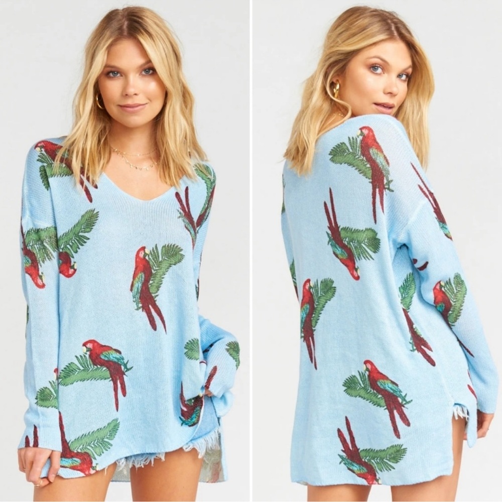 Show Me Your MuMu Medium Polly Parrot Blue Canopy Oversized Sweater Top